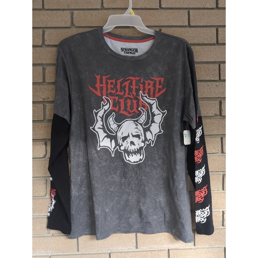 Grey Stranger Things Long Sleeve T-Shirt Size: Large